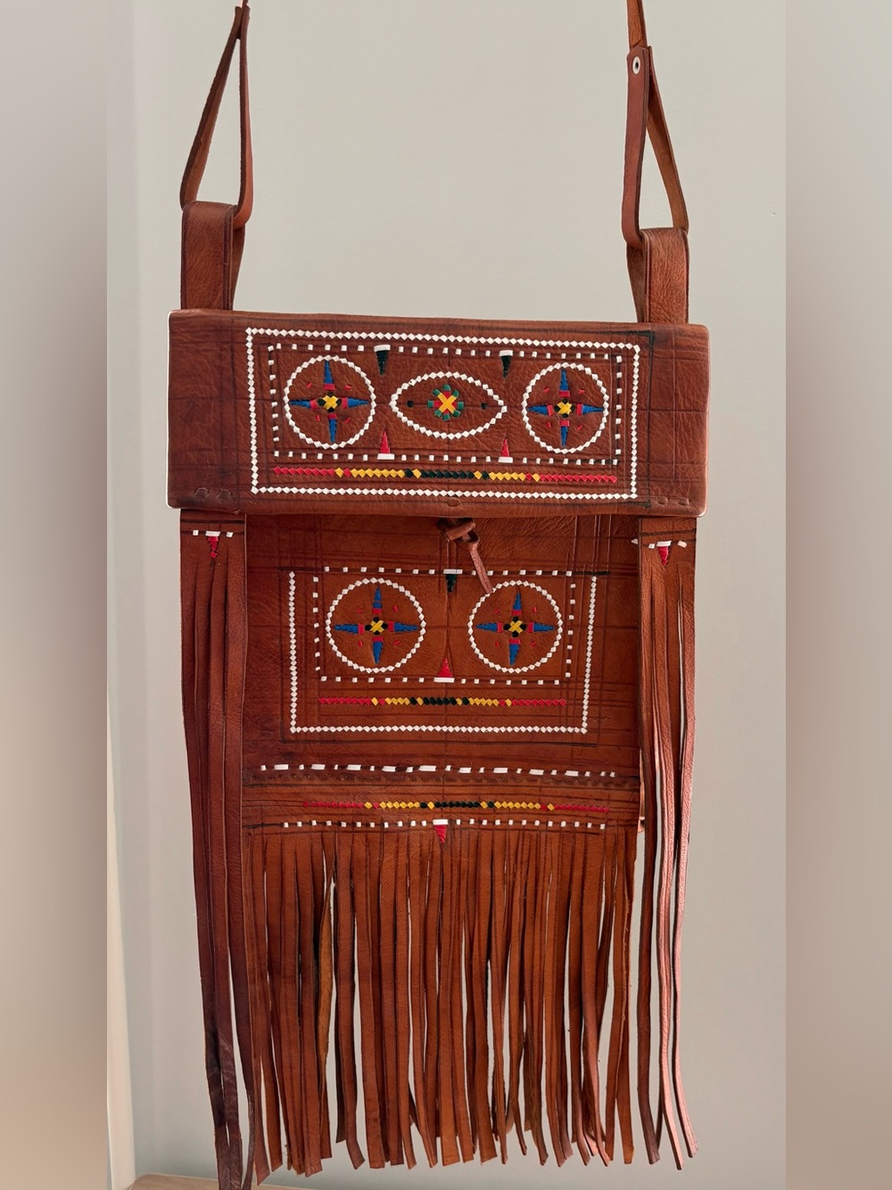 Handmade Moroccan Leather Fringe Crossbody Bag BOHO